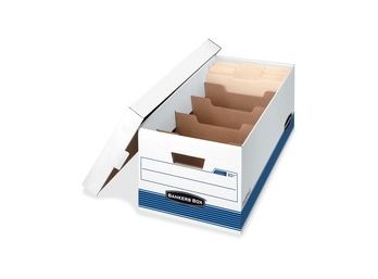Extra Strength Storage Box, Locking Lid, White/Blue, 12 Per Carton