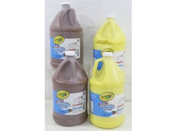 4 Gallons Of Crayola Washable Paint... Includes .. Brown & Yellow