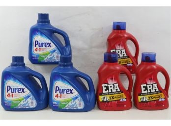 6 Bottles Of  Laundry Detergent Includes Era & Purex