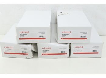 5 Boxes Of Universal Business Envelope, Contemporary, #6, White, 500/Box
