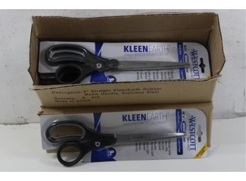 12 KleenEarth Plastic Handle Scissors, 9' Length, Pointed, Black