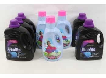 Group Of 8 Laundry Detergent  & Softner Includes Woolite & Downy