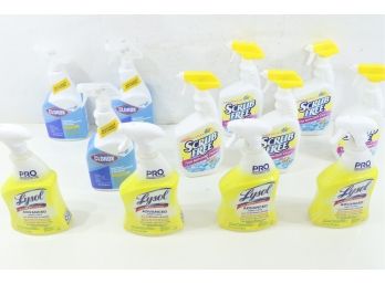 12 Bottles Of Misc, Hosehold Cleaners. Includes Clorox, Scrub Free & Fantastik