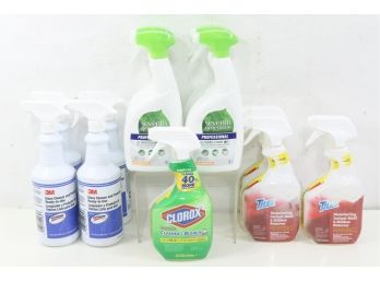12 Bottles Of Misc. Spray Cleaners Includes Clorox, Seventh Generation & Tilex