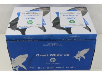10 Reams Of Hammermill Great White 30 Recycled 20lb Copy Paper 8.5x11, 92 Bright, 5K Sheets