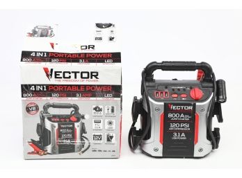Vector 800 Peak Amp Portable Car Jump Starter With 120 PSI Compressor And Triple USB Power