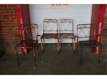 Set Of 4 Outside Iron Chairs