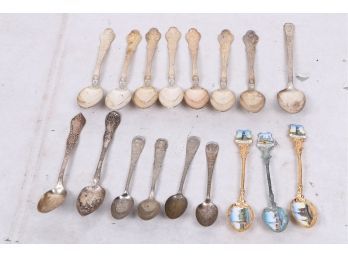Group Of Vintage Souvenir Spoons  Including Enamel Russian Spoons