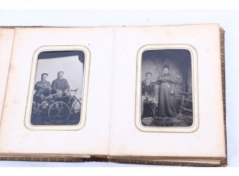 Antique 19th Century Photo Album With Tintype Photos ' Rare Early Bicycles Photo'