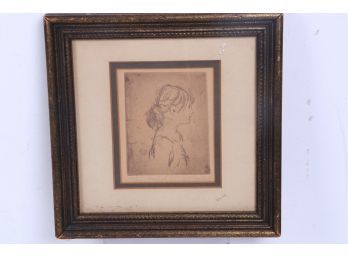 Original Pencil Signed Portrait Of The Girl Limited 35/100 Gallery Label On Back