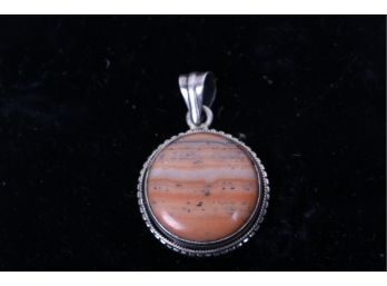 Large Sterling Silver And Brown Stone Ladies Pendent