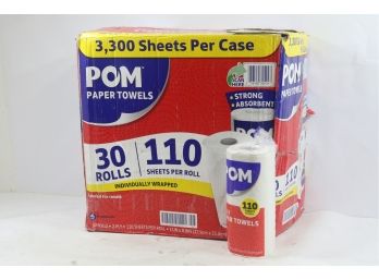 POM Paper Towels, 8 7/8 X 11, White, 2-Ply (110/roll, 30 Rolls)