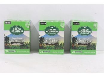 3 Boxes Of Green Mountain Coffee Roasters Sumatra Reserve, Keurig K-Cup Pod, Dark Roast