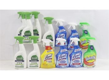13 Bottles Of Misc, Household Cleaners. Includes Lysol, Seventh Generation & Fantastik