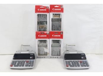 Group Of 6 Canon 12 Digit Printer Handheld & Desk Top Printing Calculators 2.0 Lines/Per Sec