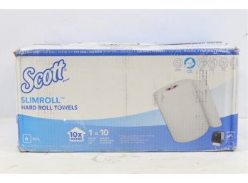 6 Rolls Of Scott Slimroll Hard Roll Towels, 8 In. X 580 Ft., White/Pink Core, Small