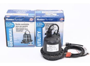 2 - Master Plumber 1/10 HP. 390 Gph Submersible Utility Pump - New