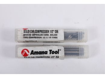 2- Amana Tool 46190 Solid Carbide Compression Spiral 1/2 D X 1-5/8 CH X 12 SHK X 3-12 Inch Long Router Bit