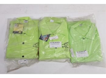 3 - Lime Green Leather Sleeves With Reflective Tape Protective Safety Harness