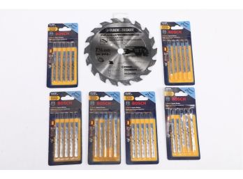 1 - 7 1/4' Black & Decker Carbide 18T Blade And 6 Packages Of Bosch Jig Saw Blades - All New