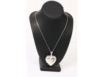 Sterling Silver Heart Pendant Locket With Chain Made In Italy - Mint Condition