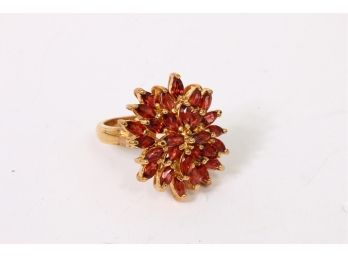 Sterling Silver Vermeil Ring With Garnet Stones