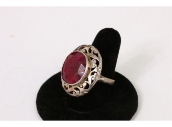 Sterling Silver Large Ring With Stone