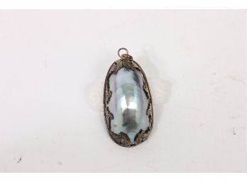Large Sterling Silver And Mother Of Pearl Pendant