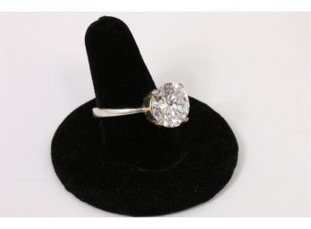 Large Sterling Silver Ring With Cubic Zirconia