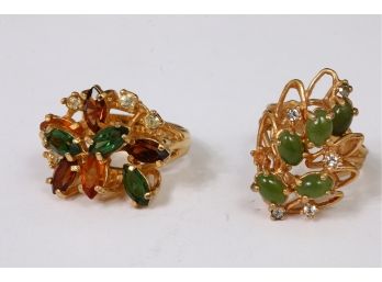 Pair Of 18k HGE Marked Women's Rings With Stones