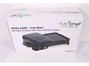 NutriChef Electric Griddle Crepe Hot Plate Cooktop With Press Grill For Paninis