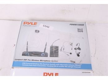 Pyle PDWM1988B Compact UHF Pro Wireless Mic Sys W/Headset And Lavalier Mics