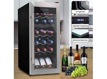 NutriChef PKCWC18 18 Bottle Wine Chilling Refrigerator Cellar W/Air Tight Seal New