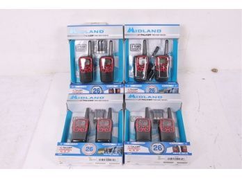 4 Packages Of Midland X-Talker T31VP Two-Way Radios - Black/Red #1316