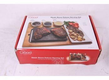 Good Cooking STEAK STONE Deluxe Serving Set Large Basalt Stone NEW