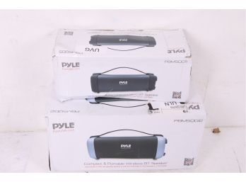 2 Pyle Compact & Portable Wireless Bluetooth Speakers PBMSQG5 & PBMSQG12