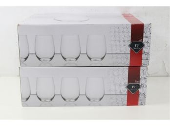 2 Boxes Of Stemless Wine Glasses Set, 18oz 12/ Set Of Elegant Cocktail Tumblers  Premium Glass