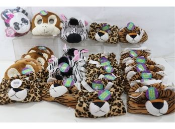Large Group Of Plush Animals Masks Includes Toy Pet Carrier