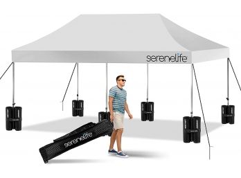 Serenelife White 10 Ft. X 20 Ft. Pop Up Tent Commercial Instant Shelter New In Box 899.99 Retail