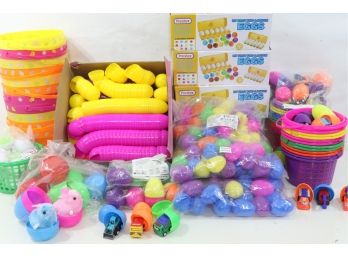 Large Group Of Easter Decorating Items Including Eggs, Baskets & Toys