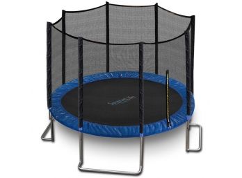 Pyle SLTRA12BL 12ft Large Outdoor Jumping Fun Trampoline, Safety Net Cage