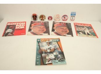 Boston Red Sox 1978 Year Books, Misc. Pins & Miami Dolphins Game Day Book