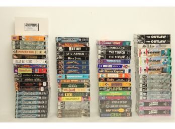 Lot 2~ 70 Mostly Sealed VHS Tapes ~ Various Genres: Movies, Sitcoms, Sports - Platoon, Lassie, WrestleMania