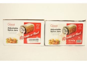 2 New 12 Packs Of 'Good Cooking' Adjustable Spice Jars