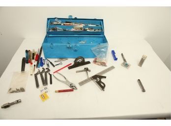 Blue Metal Tool Box With Contents