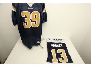 3 NFL Official St. Louis Rams Jerseys: #13 Warner, 2 #39 S. Jackson