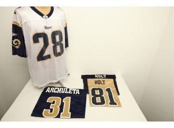 4 Authentic NFL St. Louis Rams Jersey's: #81 Holt, #28 Faulk, #31 Archuleta