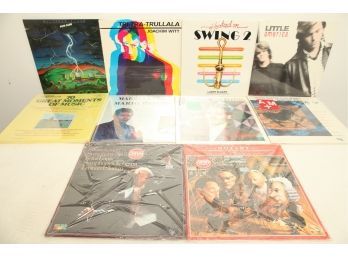 10 Vintage Vinyl LP's In Factory Shrink ~ Various Genre's: Some Classical, Pete Carr, Hooked On Swing 2 & More