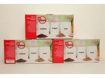 3 Sets Of Good Cooking 3 Piece Kitchen Cannister Set *Coffee, Sugar, & Tea*