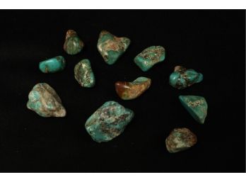 11 Cut & Polished Antique Turquoise Stones For Jewelry Making